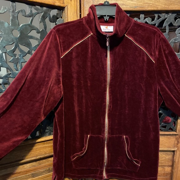 Quacker Factory Velour Track Jacket Rhinestone - Picture 1 of 7